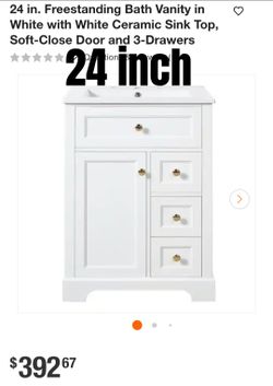 24-Inch Freestanding Bath Vanity with Ceramic Sink