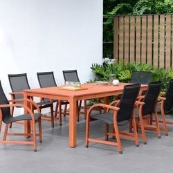 Brand New 9 Pieces Rectangular Dining Set 100% FSC Certified Solid Wood, Ideal Furniture Set For Outdoor And patio
