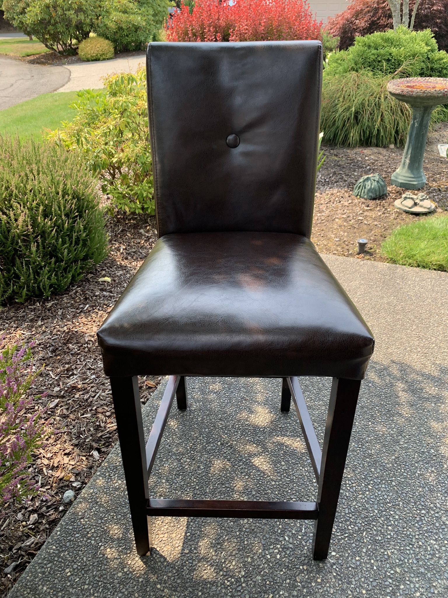 Faux Brown Leather Bar Stools