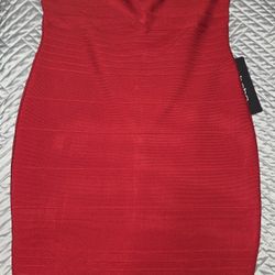 Bebe Red Hot Strapless Mini Dress Cocktail Body (M)