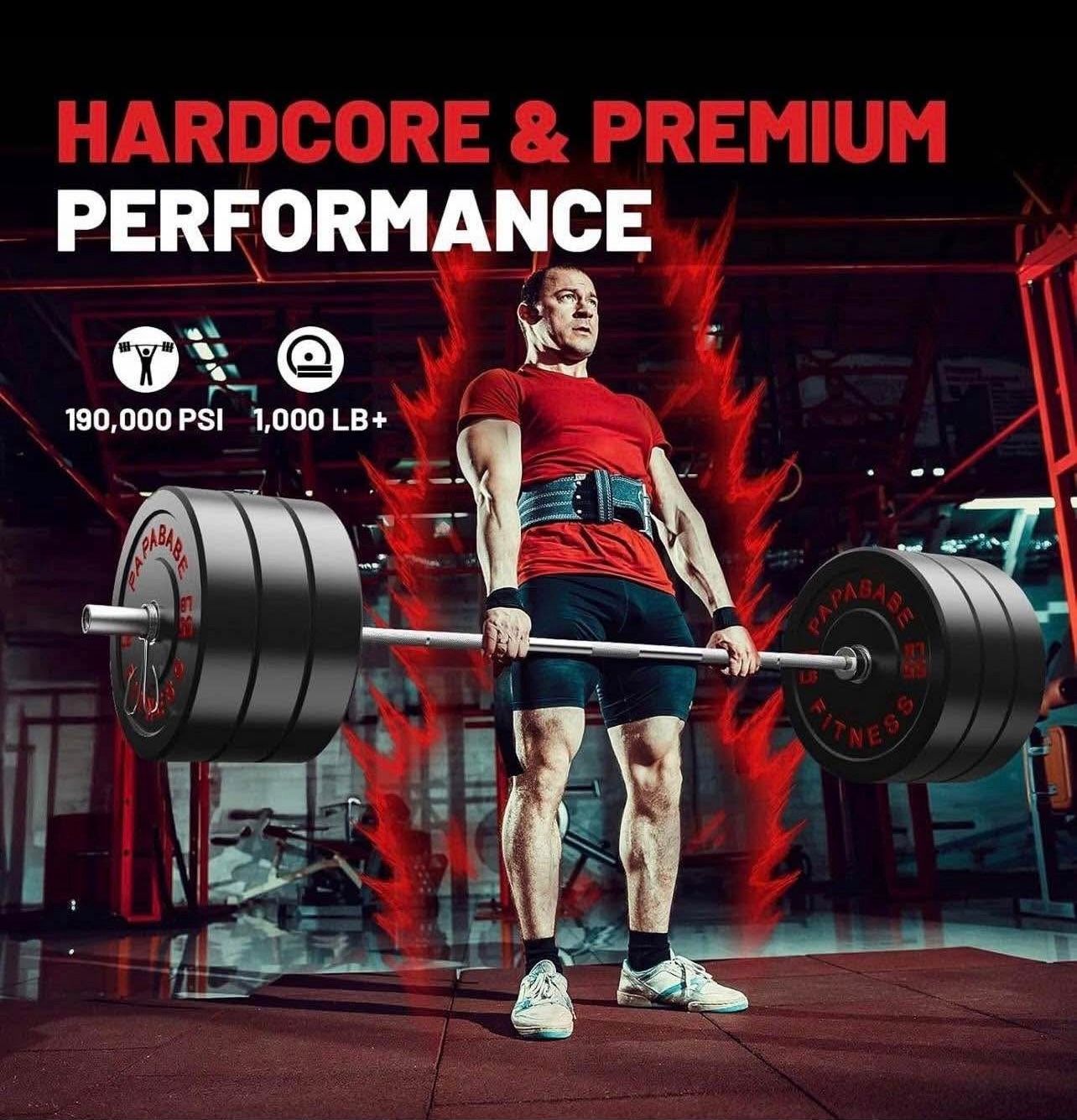 Olympic Barbell, 2-inch 45lb 7ft/35lb 6.5ft Weight Bar for Strength Training. 1000lb/ 1200lb