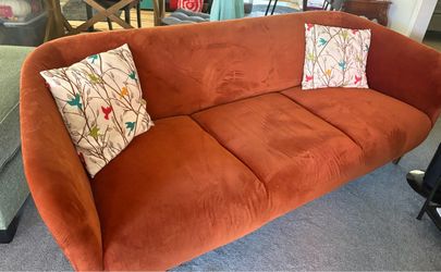 Rust Orange Velvet Sofa