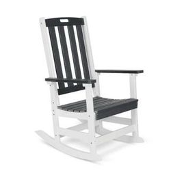 Dark Gray and White HDPE Plastic Porch Outdoor Rocking Chair for Patio Garden and Lawn  Aoodor Outdoor Furniture Porch Rocking Chair creates the ultim
