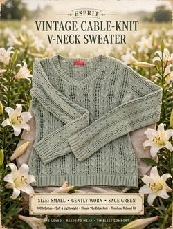 Sweater , Green Cable Knit