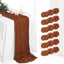 6Pcs Terracotta Cheesecloth Table Runner 120 Inch10FT Terracotta Color Rustic Boho Cheesecloth Table Runnerfor Wedding Party Baby Shower Birthday Home