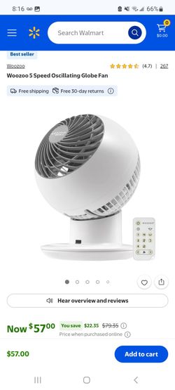 Woozoo 5 Speed Oscillating Globe Fan $40