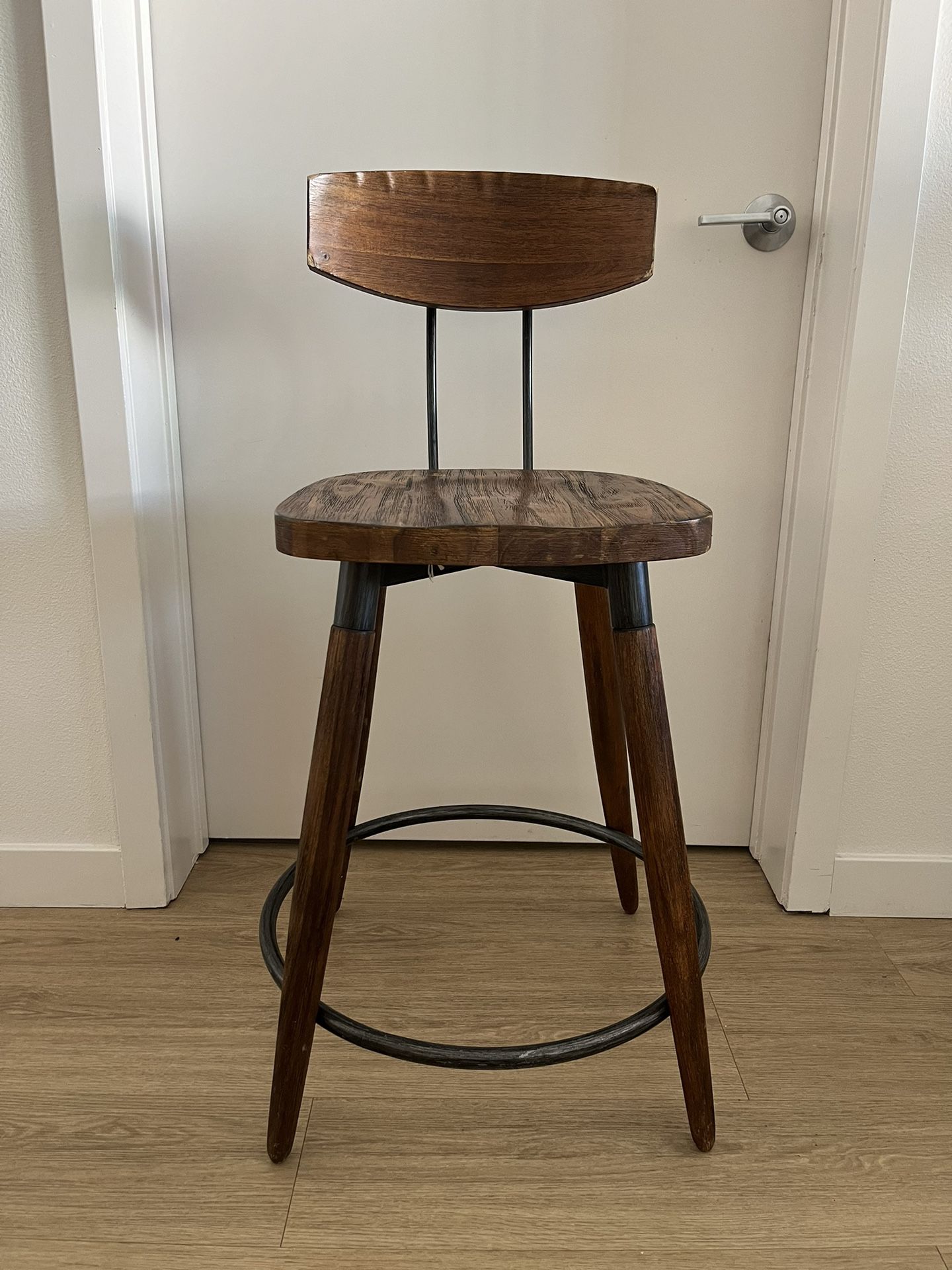  Wooden Bar Stool With Gunmetal Accents