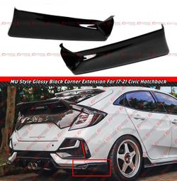 17-21 Civic Hatchback V2 Style Black Rear Bumper Corner Extension