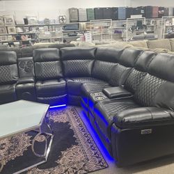 Power Recliner Bluetooth Speakers USB Port LED Light 