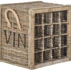Safavieh Aziza 16-Bottle Wicker Wine Rack in Grey