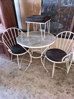 Iron Table and 2 Chairs & 1stool 4pc set