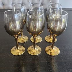 6 Gold Ombre Wine Glasses
