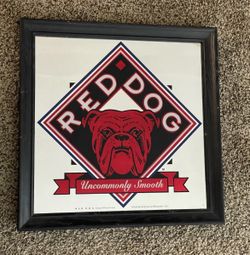 Red Dog Mirror Sign