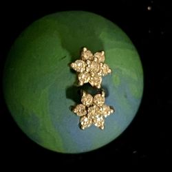 Diamond Flower Cluster 14k Gold Stud Earrings 