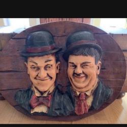 Vintage Laurel & Hardy Comedy Team 3 Dimensional Art Wall Hanging Plaque Collectible Decor