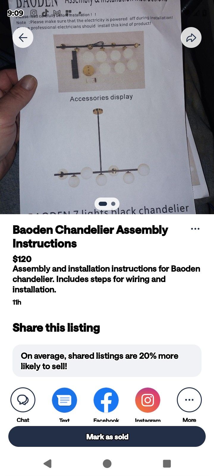 A Chandelier Light Was Six Bulbs Black Metal