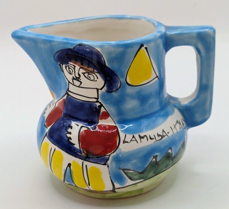 Vintage Picasso Inspired La Musa Hand-painted Italian Pitcher