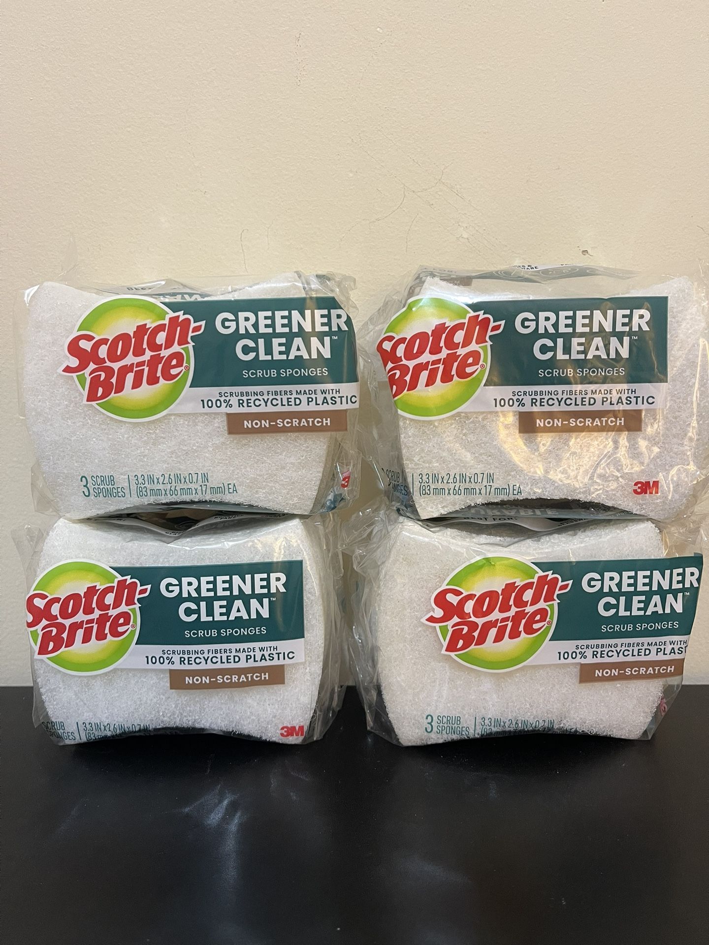 4pack Scotch-Brite Greener Clean Non-Scratch Scrub Sponge, 3 Count