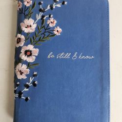 Christian Art Gifts "Be Still & Know" blue faux leather journal