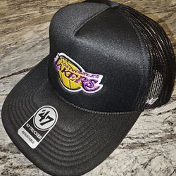 Los Angeles Lakers NBA '47 Brand Trucker Snapback Foam Front Black NEW w/Tags