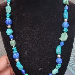 Beautiful Turquoise Necklace Sterling Silver 