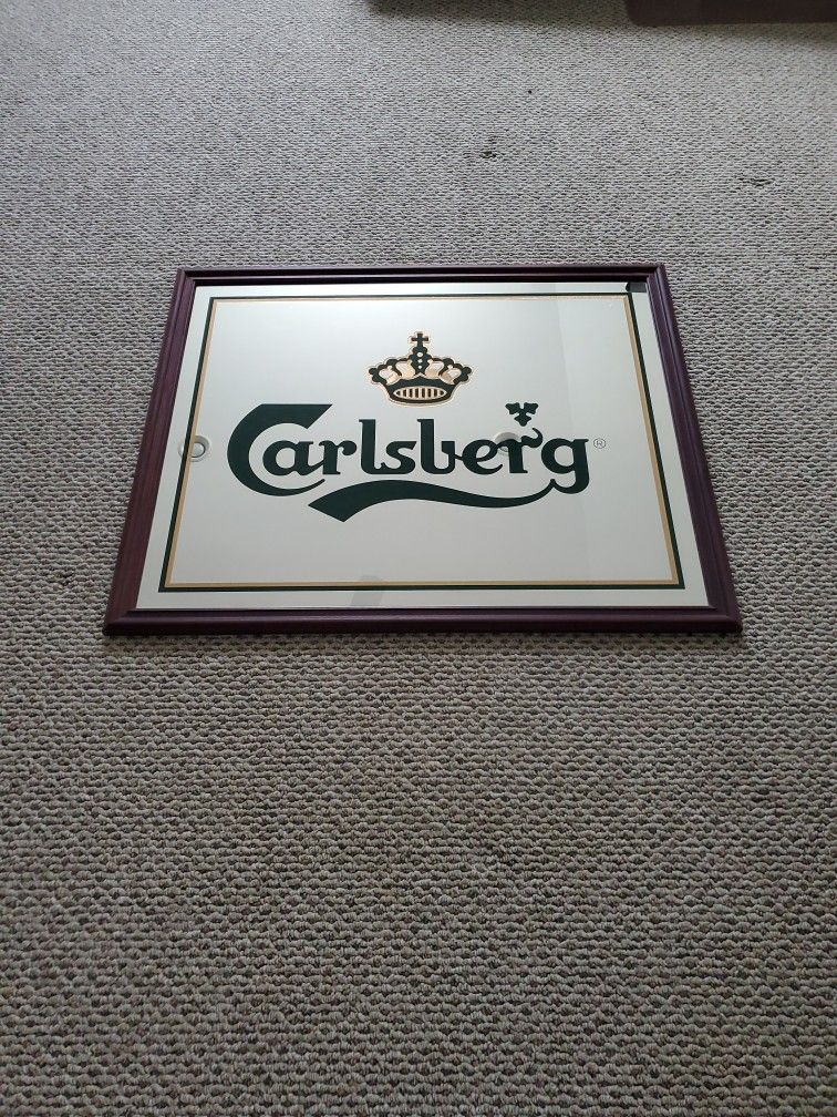 Rare Vintage Carlsberg Beer Mirror Sign