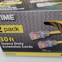 Prime 1718623 2 PACK HEAVY DUTY 30 ft extension cord