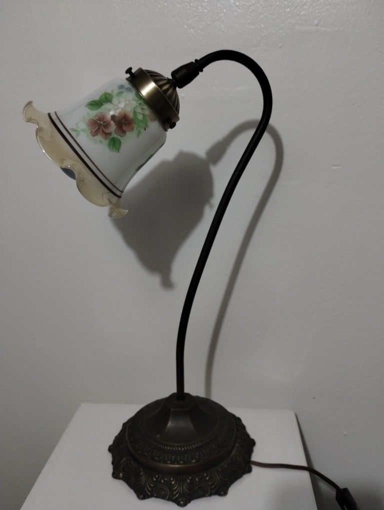 MID CENTURY - VINTAGE GILBERT CAST BRASS GOOSENECK DESK LAMP 17"