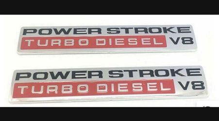POWER STROKE TURBO DIESEL V8 Door Fender Emblem 2Pcs