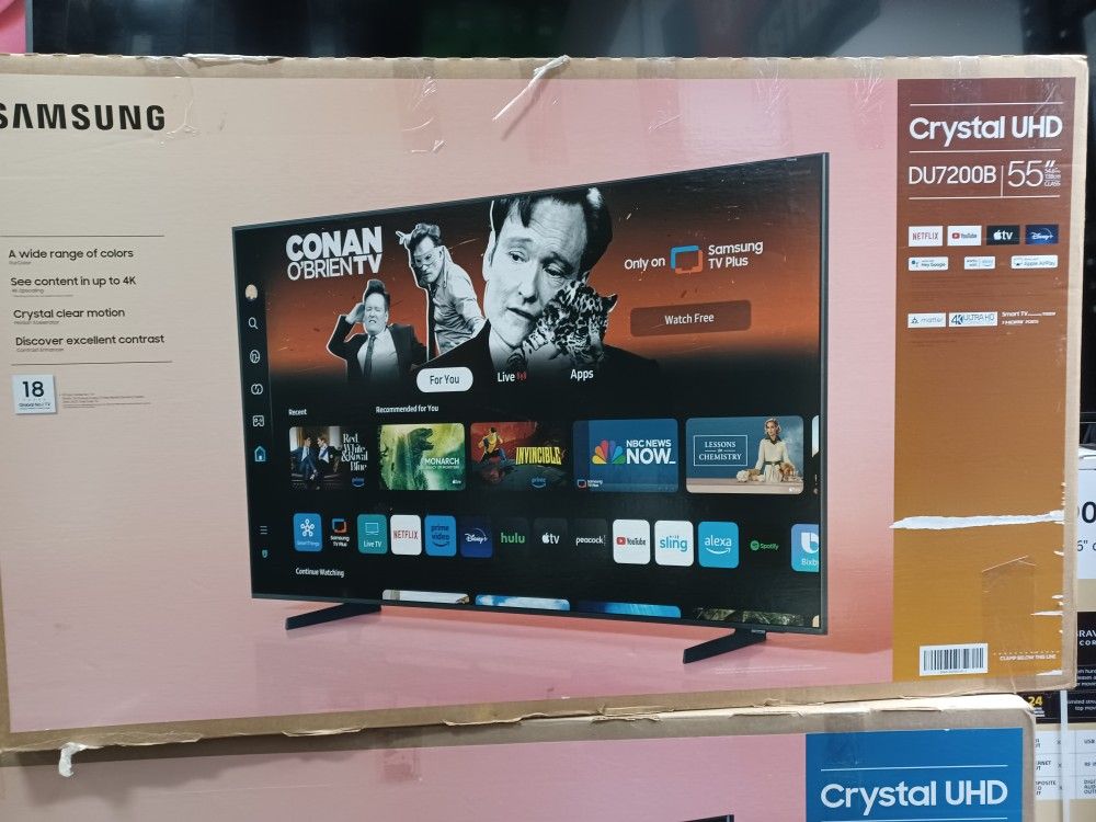 Best Deals. 55" Screen Led Smart 4k By Samsung Crystal Ultra HDTV. 1 Year Warranty