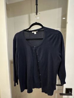 XL New York & Company Navy Button-Down Cardigan
