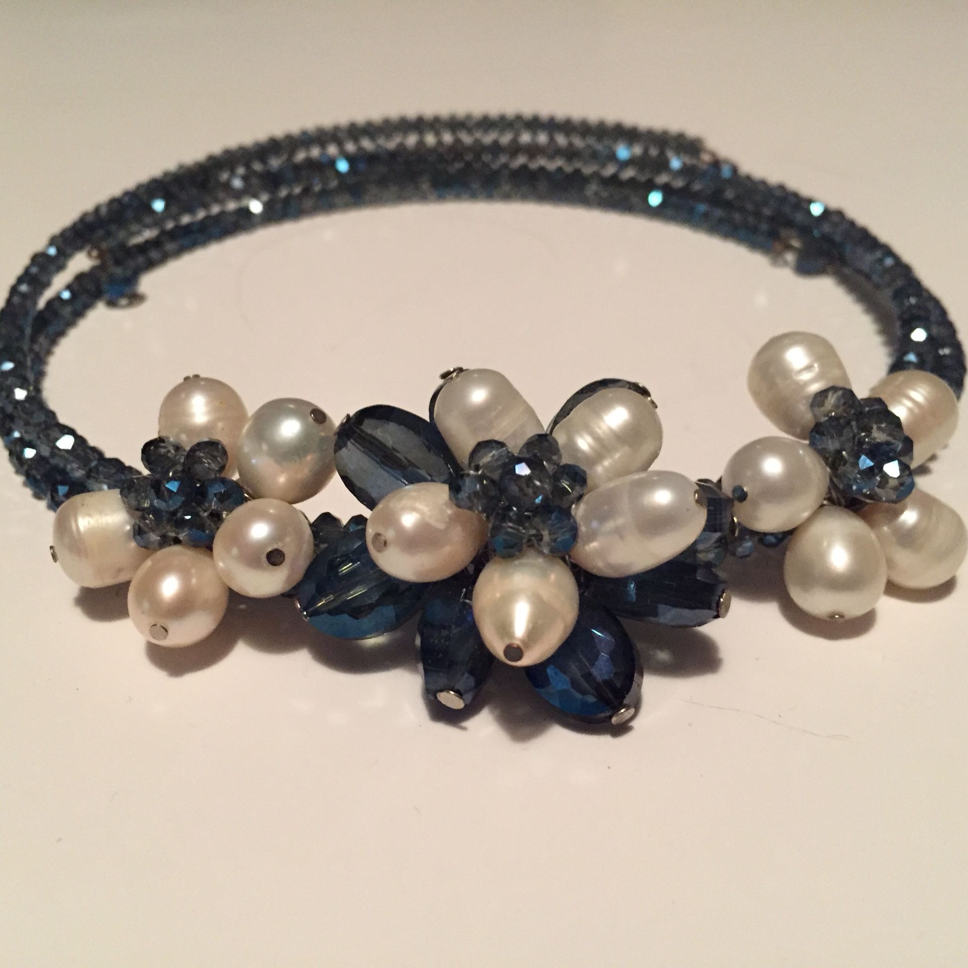 Blue and Pearl Choker