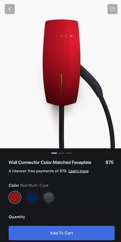 Tesla wall connector color matched faceplate - RED