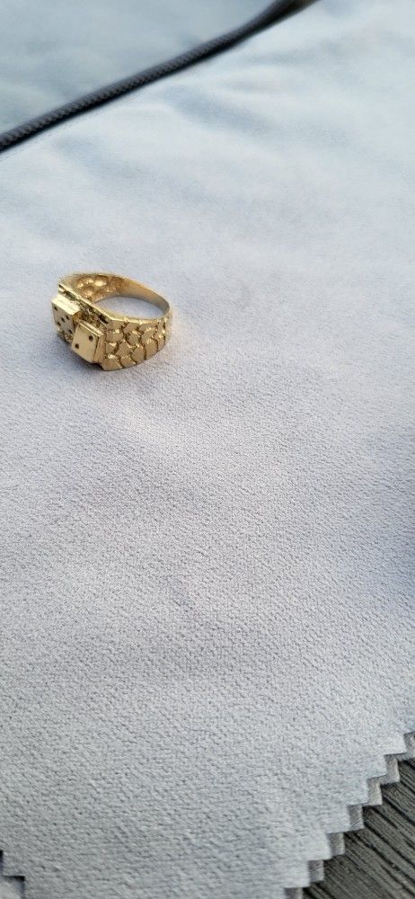 14k Solid Gold Nugget Dice Ring