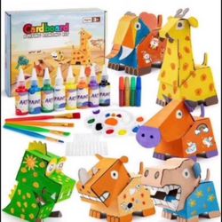 Brandnew  135-Piece Kids Arts and Crafts Painting Kit - Craft for Kids - Build and Paint Your Own Figurines - DIY Art Kits STEAM Projects - Toys for 4