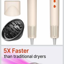 Brand new Hair Dryer Blow Dryer with Magnetic Diffuser & Nozzle, 110000 RPM Brushless Motor Ionic Hairdryer for Fast Drying & Frizz Control, Lightweig
