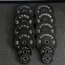 🔹LYNX Fitness🔹Olympic Bumper Plate Set 45/35/25/10/5/2.5🔹Home Gym Weights