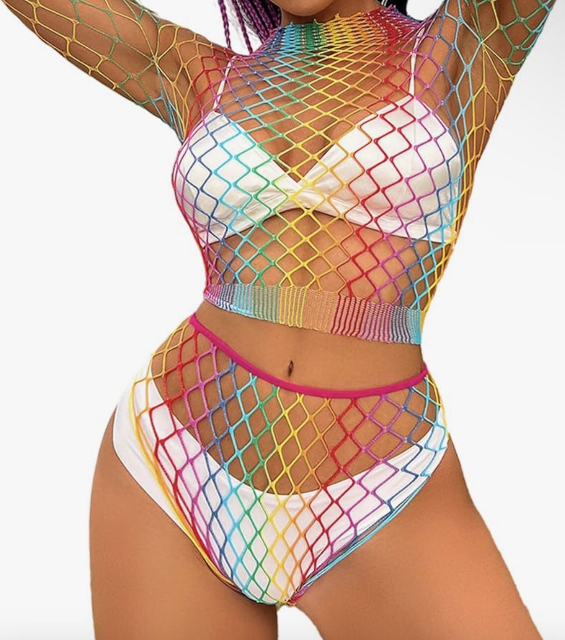 *NEW* Rainbow 2 piece Fishnet