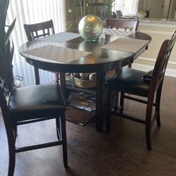 Dining Room Table W/ 4 Leather Chairs 