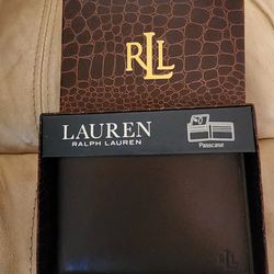 Ralph Lauren Passcase Bifold Wallet Card Case Brown Leather New In Box