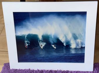$78-VINTAGE AND SIGNED PHOTOGRAPH BY:VERONICA CARMONA OF BIG WAVE SURFERS CATCHING WAVES AT WAIMEA BAY, NORTH SHORE HAWAI’I