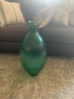 24” high green vase