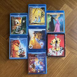 Lot of 7 Children’s & Kid’s Disney Classic Cartoon Blu-ray DVD Movies