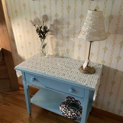 Cute Blue Cabinet With Drawer And Shelf