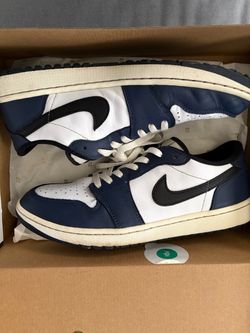 Air Jordan 1 Low Navy Blue White Golf Shoes 10.5