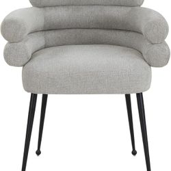  Dining Chair Curved Back Dining Chairs with Black Tapered Metal Legs Grey Accent Chair