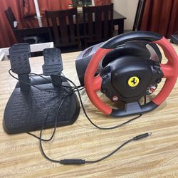 Xbox One Thrustmaster Ferrari 458 Spider Racing Steering Wheel & Pedals W/ Mount