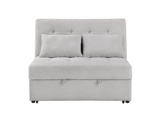 Desmond Gray Convertible Armless 2-Seater w/ Pull-Out Bed & Charging Ports