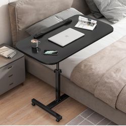 Adjustable End Table Overbed Bedside Table with Wheels, Portable Computer Stands Movable Desk Computer Table Hospital Bed Table for Couch for Bed Lapt