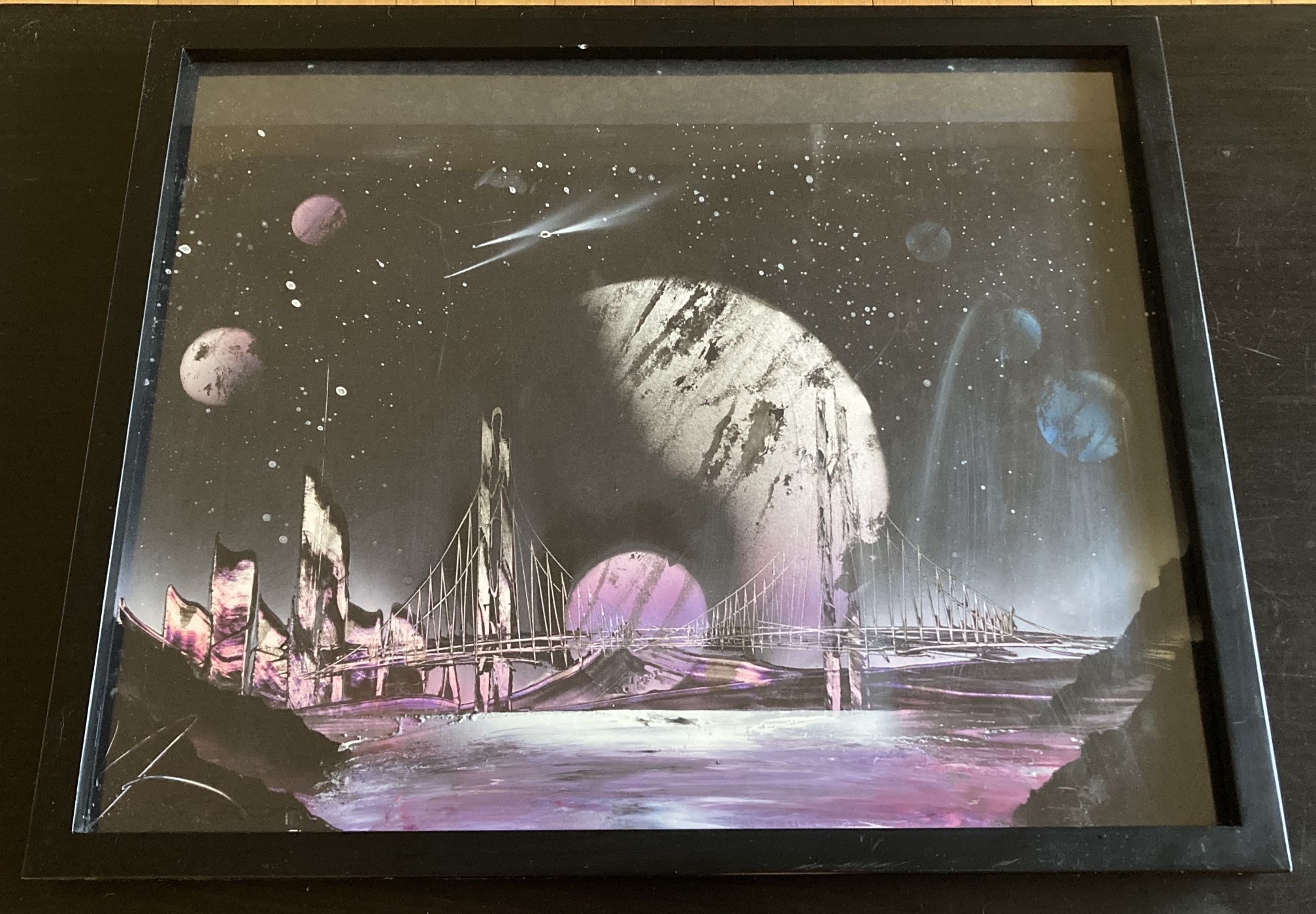 Framed Golden Gate Bridge Graffiti Art